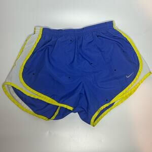 Nike Running Shorts Blue with Neon Yellow Trim Women's  Medium